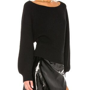 L’Academie indre off shoulder sweater in black